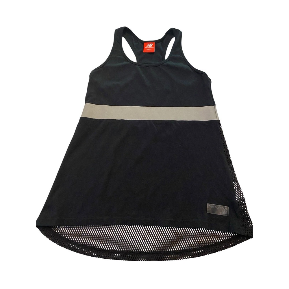 New Balance Tank Top Womens Small Black Silver Mesh Back Racerback Athletic Run